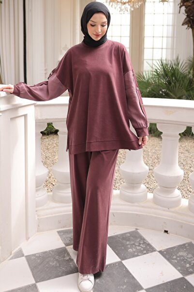 İmajButik Σετ Modal με παντελόνι Plum Tunic