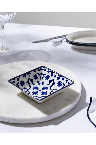 Madame Coco Reve Bleu Ellis Square Plate - 12 cm - Blue/White