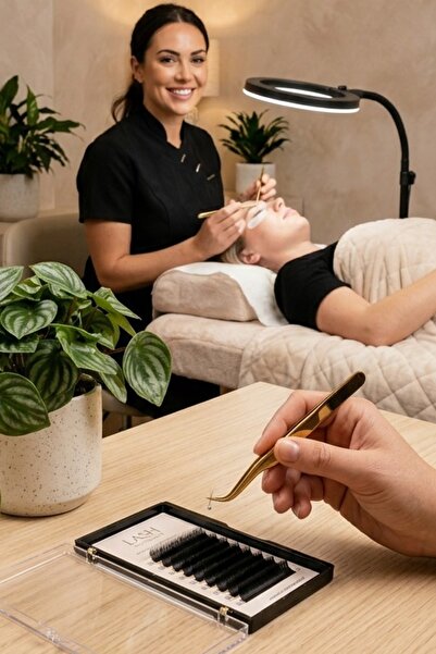 Mas'dala EGAR Profesyonel Altın İpek Kirpik Cımbızı Hassas Tutuş L Tipi Volume Lash Tweezers