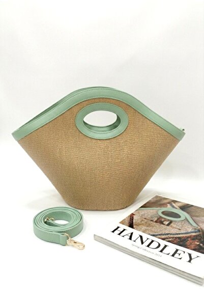 Handley Women's Leather and Leather-Detail Handbag with Crossbody Strap