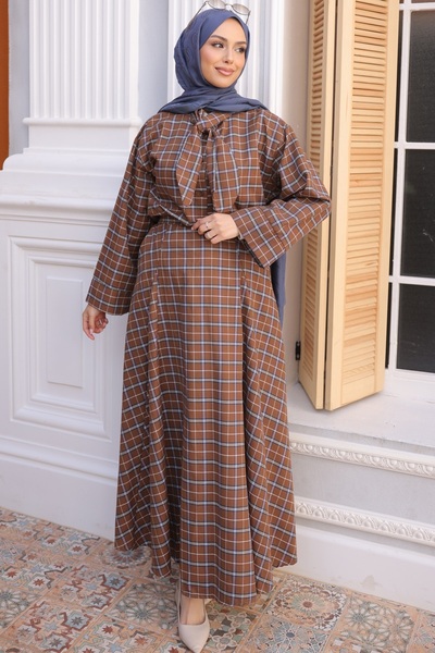 İmajButik Καρό πουκάμισο με λεπτομέρεια στο γιακά και φούστα