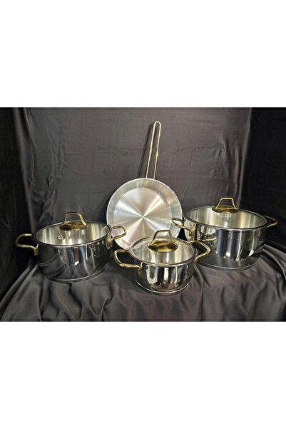 DOWRY STİL Perla 7 Piece Stainless Steel Cookware Set (16-20-24 cm) 18/10