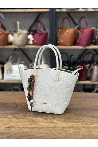 V'SHINE MODEL 3118 CHARM DETAYLI EL VE OMUZ ÇANTASI (BEYAZ)
