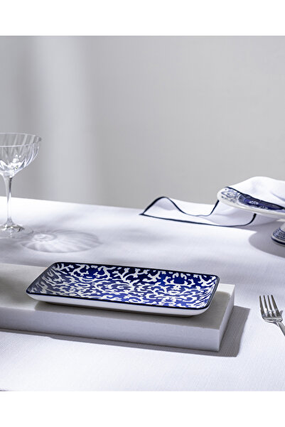 Madame Coco Reve Blue Freya Rectangular Plate - 22 cm - Blue/White