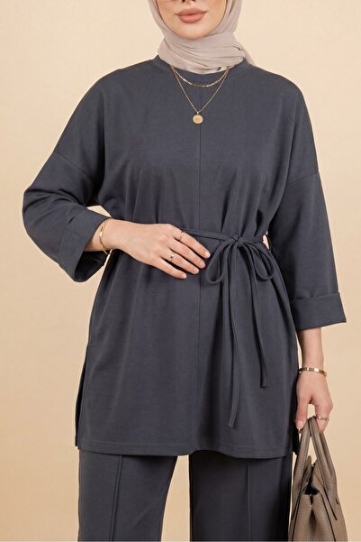 Modamorfo Slit-Waist, Lace-Up, Fold-Over Sleeve Pantsuit - Smoked