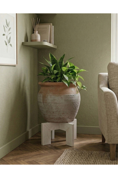UĞRAŞ Ahşap Saksı Standı - 4 Renk 25 cm x 15 cm Saksılık - Saksı Altlığı , Bi...