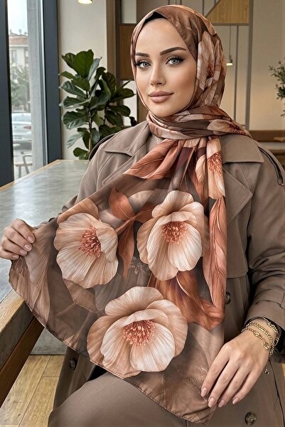 İmajButik شال ناعم منقوش بنمط المنك الداكن