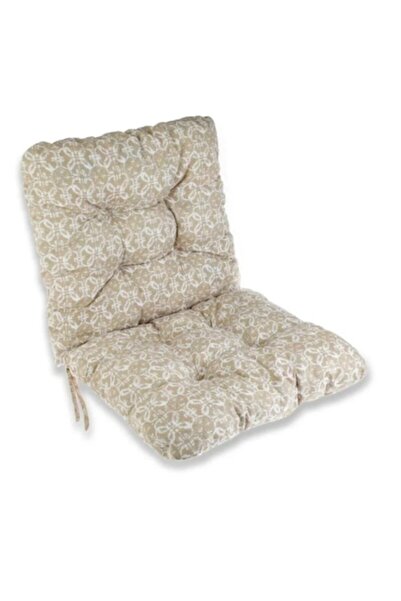 OEM Μαξιλάρι καρέκλας κήπου με πλάτη, διπλής όψης, μπεζ με σχέδιο πλακιδίων