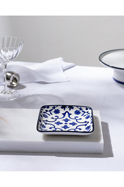 Madame Coco Reve Blue Ellis Kare Tabak - 12 cm - Mavi/Beyaz