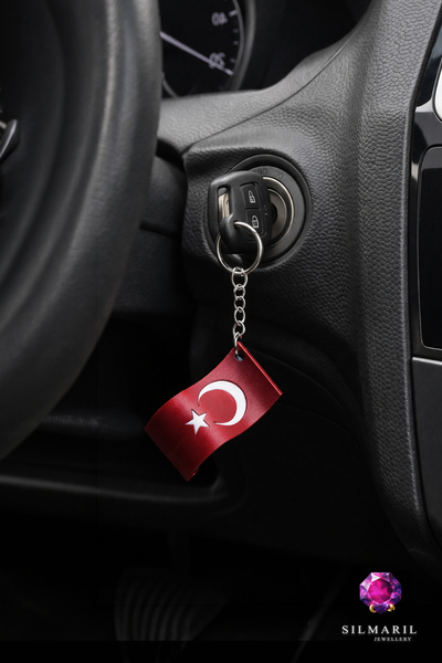 Silmaril Store 🇹 🇷   Μπρελόκ με Τουρκική Σημαία και Αστέρι, Κυματιστό Σχέδι...