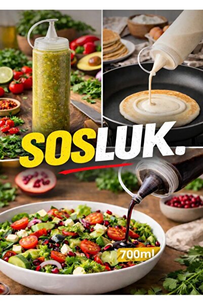 700 Ml Kapaklı Sosluk, Ketçaplık – Sıkma Tip Yağdanlık Ve Sos Şişesi Seti Plastik Kırmızı ( 3 Adet )