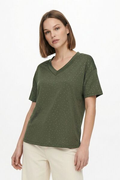 Rays Tricou cu mânecă scurtă și decolteu în V, Kaki Stone 1761