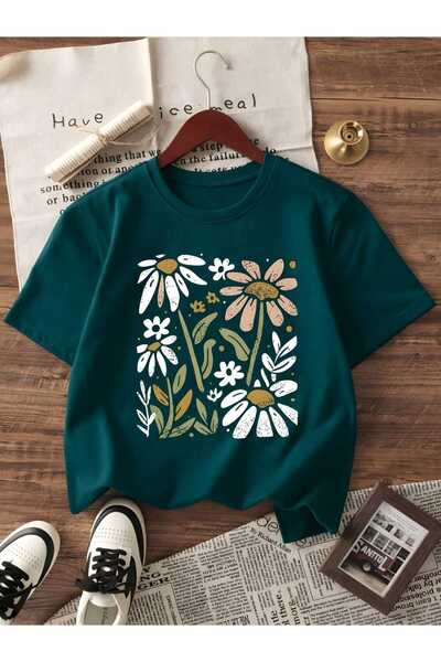 E-ROMA Daisy Printed Unisex Kids' T-Shirt 8Gh2