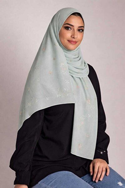 Veil Designer طرحة بوال بقماش ياباني تطريز .زهور ملونه ابيض المقاس : 60 * 190