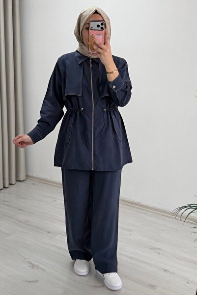 T Moda Store Ecru Tex Tansel Kupra Fabric Full Zipper Closure and Waist Draws...