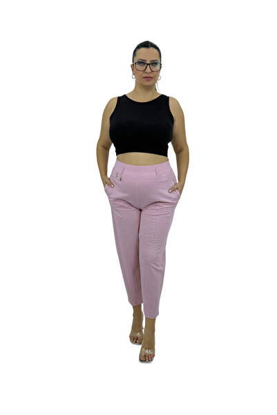 ZANESSI Plus Size Linen Mom High Waist Women's Pants