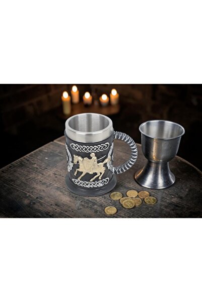 e-life shop 3D Knight Design Beer Mug with Stainless Steel Inner Chamber, Dec...