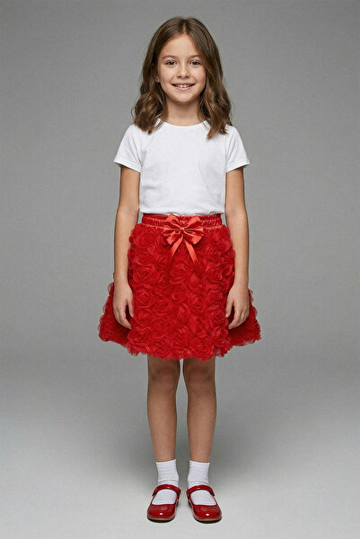 kinderos Ελαστική Φούστα Τούτου για Κορίτσια με Παπιγιόν και Τριαντάφυλλα - 2...