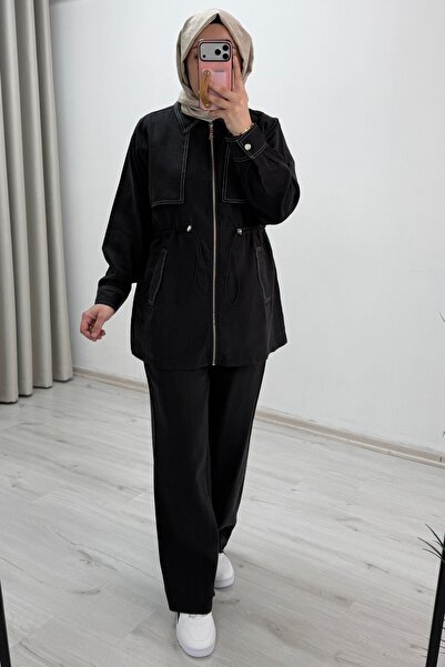 T Moda Store Ecru Tex Tansel Kupra Fabric Full Zipper Closure and Waist Draws...