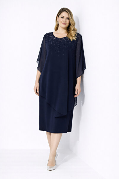 Şans Γυναικείο βραδινό φόρεμα σε μεγάλο μέγεθος, σκούρο μπλε, διακοσμημένο με...