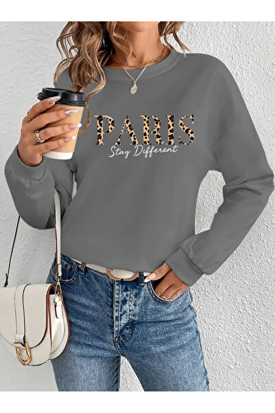 Wear Up Γυναικεία μακρυμάνικη μπλούζα με λαιμόκοψη με στάμπα βισκόζης με δύο ...