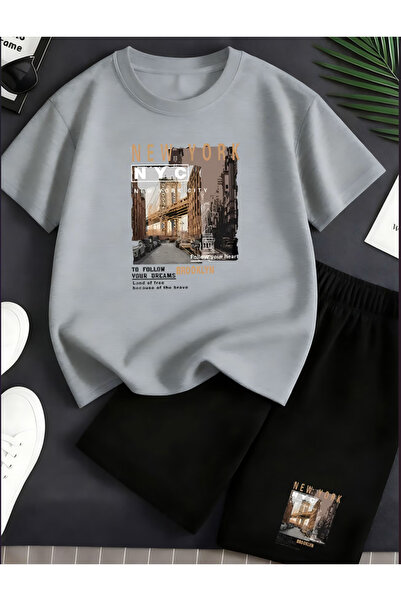 Joetsu New york printed t-shirt and shorts set