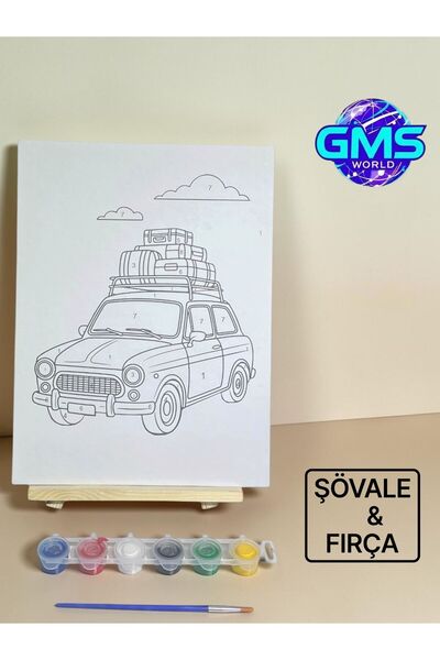 GMS WORLD 24X32 NUMARALI PRES TUVAL BOYAMA SETİ (PRES TUVAL+5 ML 6 LI AKRİLİK...
