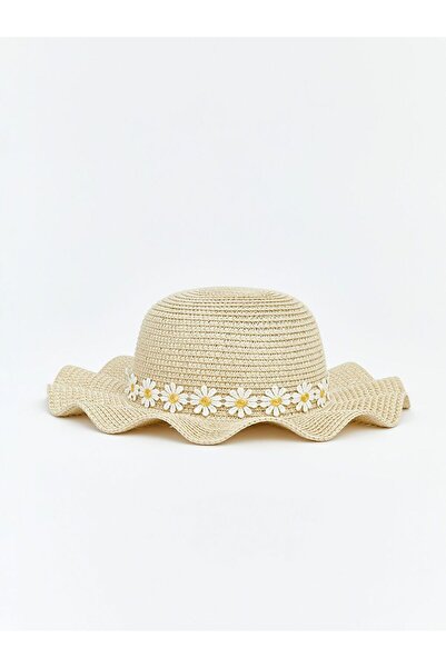 LC Waikiki LCW ACCESSORIES Λουλουδάτο ψάθινο καπέλο για κορίτσια