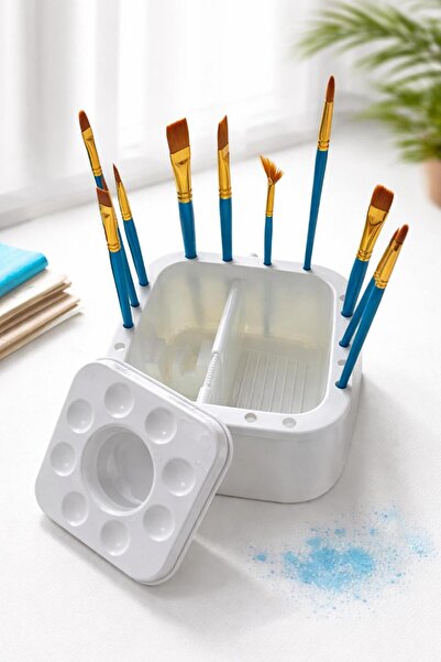 Artdesign Artistic Brush Cleaning Water Container and 9-Chamber Palette