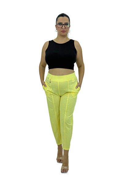 ZANESSI Plus Size Linen Mom High Waist Women's Pants