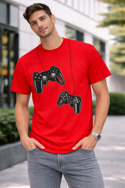 VODEXA Tricou oversize pentru bărbați GAME SLEEVES Imprimat 100% bumbac Trico...