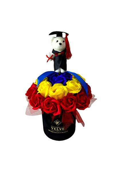 velve Tricolor floral arrangement, the Romanian flag with soap roses and tedd...