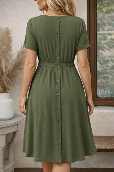 Wear Up Γυναικείο κοντομάνικο φόρεμα μίντι από βισκόζη με στρογγυλή λαιμόκοψη...