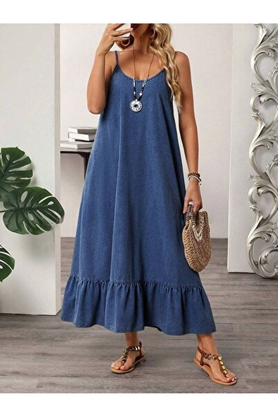 Iuliashop Rochie lungă din denim Tricia - XS