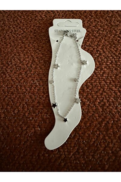 misstakıjewerly ÇELİK GÜMÜŞ RENK YILDIZLI HALHAL