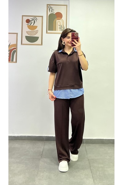 bydenizcollection Hooded and Waist-Cinched Shirt, Detailed Pants, Elastic Wai...