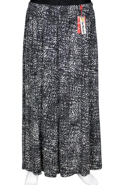 HESNA Women's Ecem Battal Size 8 Piece Elastic Black Skirt D53