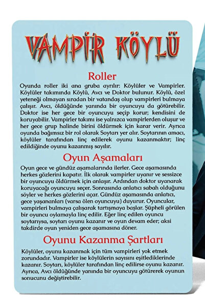 JOY SMART Vampir Köylü Rol Yapma Oyunu 5-15 Kişilik Parti ve Grup Oyunu Sosyal Blöf Oyunu Eğlenceli Kutu Oyunu