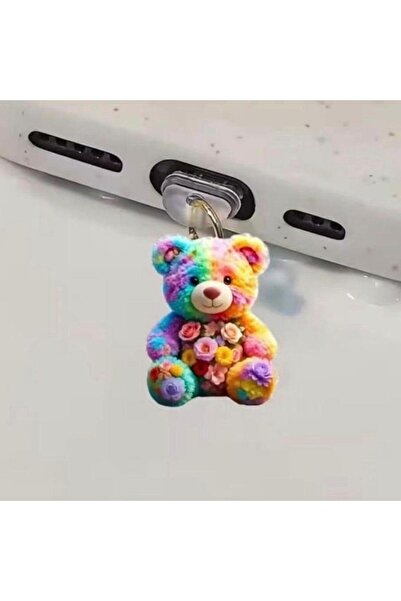 Mi7a Renkli Ayıcık Figürlü Telefon Charmı (Lighting (iPhone) Uyumlu Şarj Soke...