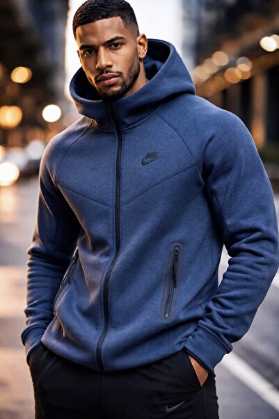 Nike Ανδρικό φούτερ με κουκούλα και ολόσωμο φερμουάρ από τεχνικό φλις, σε σκο...
