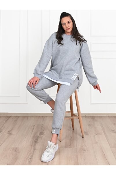 Iuliashop Lotus Grey Cotton Women's Tracksuit - Plus Sizes - 4XL