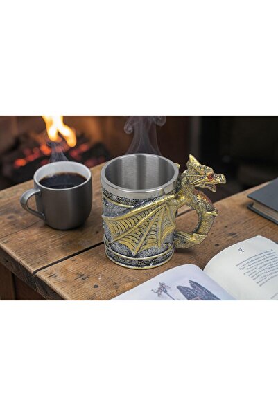 e-life shop 3D Mitolojik Dragon Ejderha Tasarımlı Kupa Paslanmaz Çelik İç Haz...