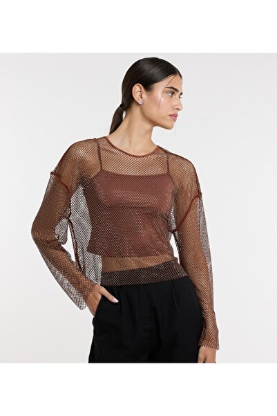 BCBG Brown Party Women Blouse