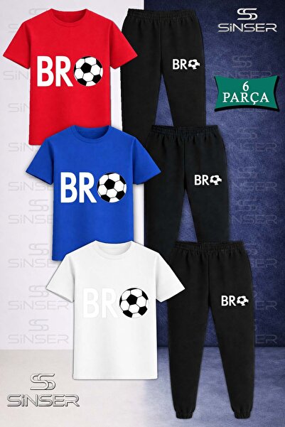 SS SİNSER Παιδικό Σετ Φόρμας με Μπλουζάκι BRO TOP YAZI ΛΕΥΚΟ 3 τεμαχίων