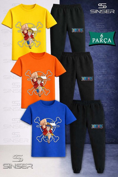SS SİNSER Παιδικό σετ φόρμας ANIME ONE PIECE CARPI 3 τεμαχίων με μπλουζάκι