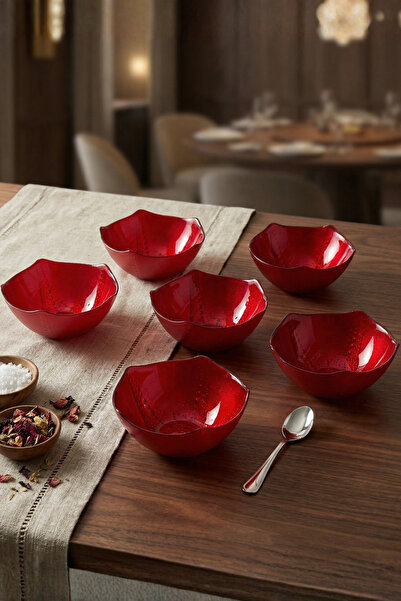 morlimon Maris 6' lı Cam 14 Cm Salata/Çerez/Meze Sunum Kasesi Seti