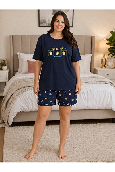 Vesperia Women's Plus Size Short Sleeve Shorts Pajama Set