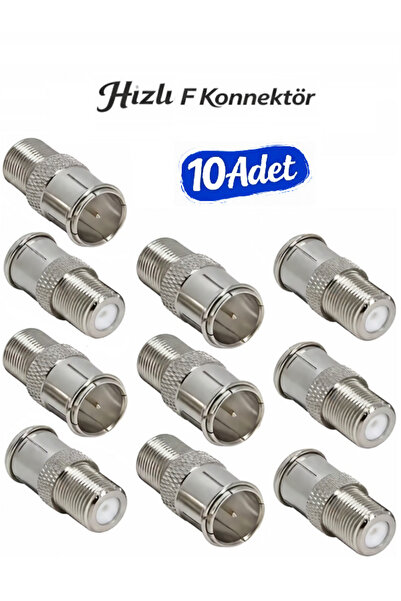 Vwin 10 Adet Hızlı F Konnektör Adaptör Rg6 Anten Kablosu Jakı - Hızlı-Tak-Çık...
