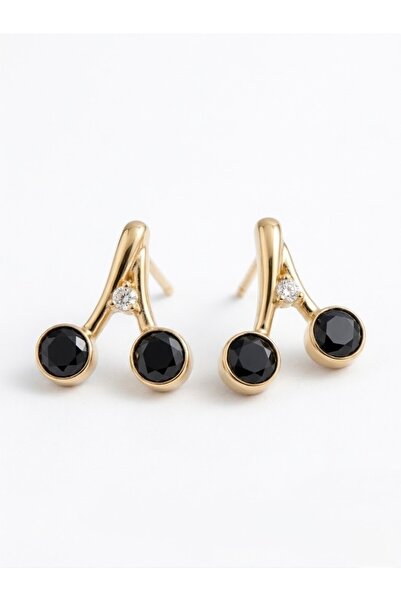 Nuveria Twin Light Earrings Gold Plated 3 Stone Earrings
