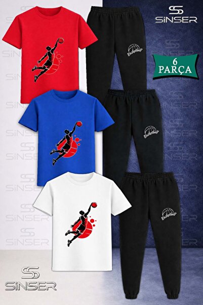 SS SİNSER Παιδικό Σετ Φόρμας Μπάσκετ Φλόγας 3 τεμαχίων με μπλουζάκι